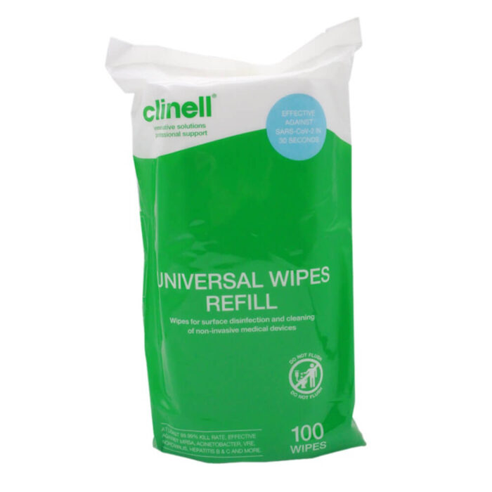 Clinell Universal Sanitising Tub Wipes REFILL (100)