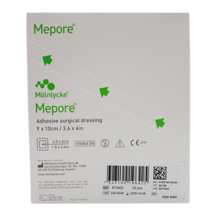 Mepore Self Adhesive Dressing  (9x10cm Box of 50) (11x15cm Box of 40)