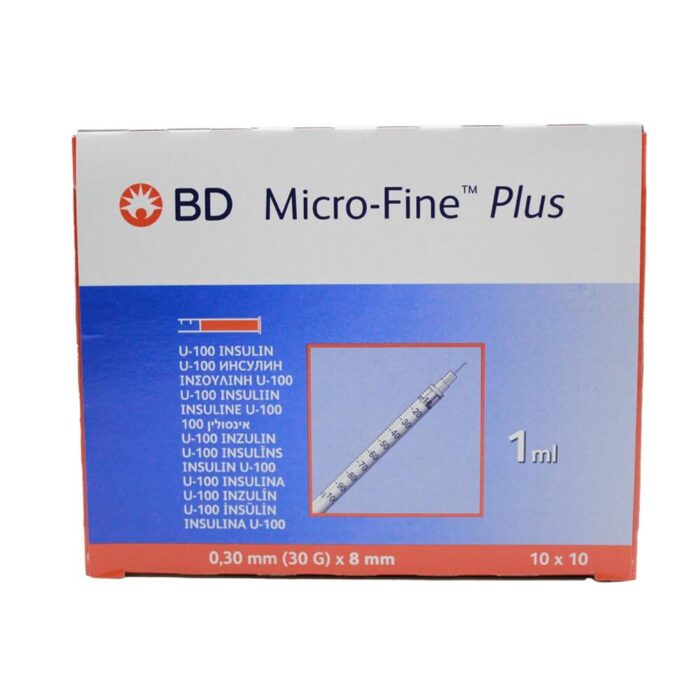 BD Micro Fine+ 1ml Insulin Syringe & Needle 30g x 8mm (Box of 200)