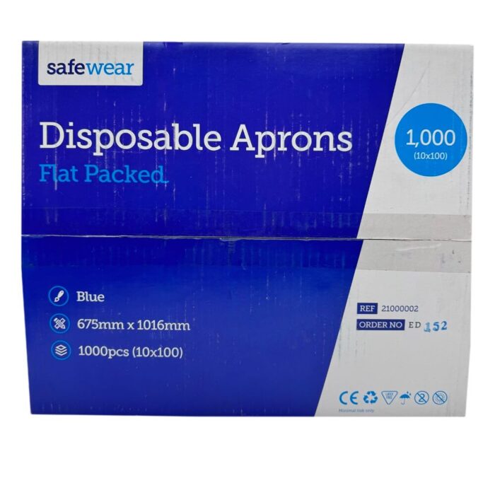 Disposable Blue Aprons (Pack of 100)