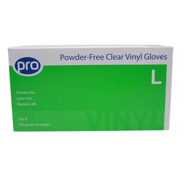 Powder-Free Clear Vinyl Gloves (Box of 100)