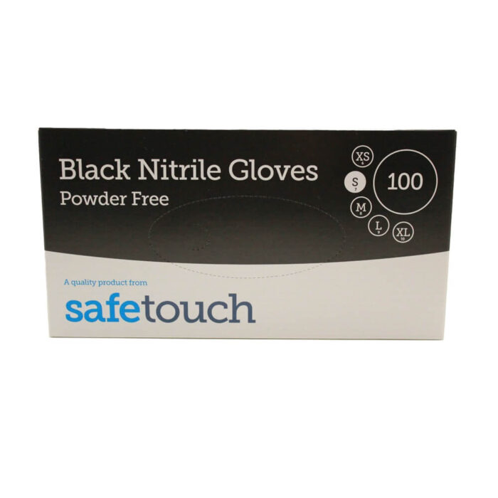 Safetouch Black Nitrile Gloves - (Box of 100)