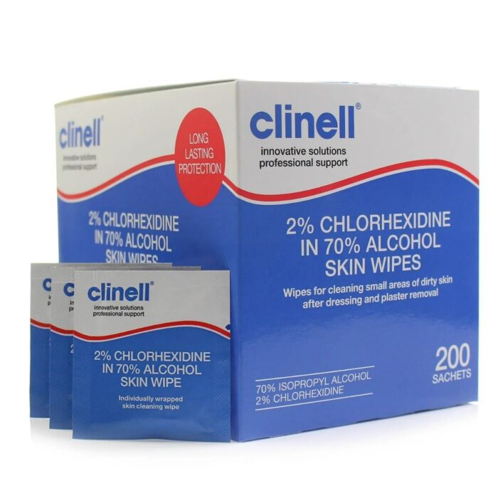 Clinell 2% Chlorhexidine 70% Alcohol Skin Wipes (Box of 200)