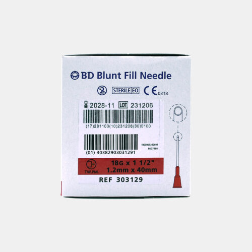 Red BD Blunt Fill Safety Draw-up Needle 18Gx1.5"(1.2mmx40mm) (Box of 100)